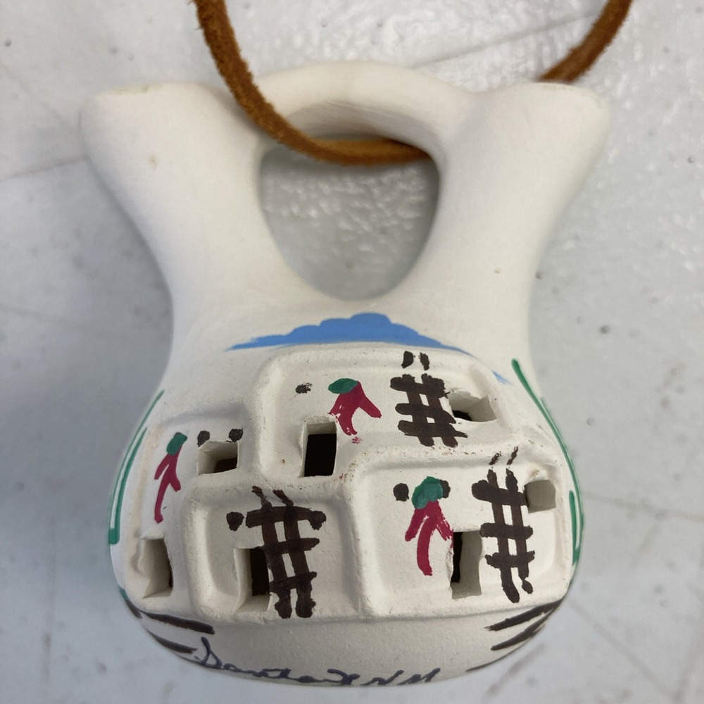 5pc Southwestern Pottery Ornament Set Santa Fe NM Hand Painted Pueblo Bell Decor - Picture 4 of 16